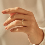 14k Solid Gold D-Shaped Baguette Ring | Geometric Statement Ring for Women - Image 3