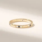 18K Solid Gold Natural Sapphire Diamond Ring - Image 6