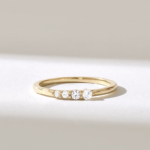 Natural Diamond Ascending Round Wedding Ring, Pave Composition Stacking Ring for Women - Image 2