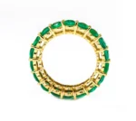 18K Solid Gold Emerald Eternity Band Ring - Image 3