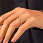 14k 金天然鑽石扭曲半永恆戒指，精緻繩索女士結婚戒指