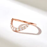 Pave Natural Diamond Deep Curved Ring | 18K Solid Gold Half Eternity Stacking Ring - Image 5