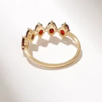 14K Solid Gold 5 Stone Oval Garnet Ring - Image 7