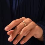 14k Gold Natural Diamond Pear Engagement Ring: Solitaire Bezel Setting for Women