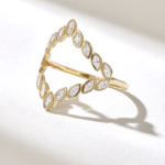 Bezel Natural Diamond Split Marquise Ring | Unique Initial Finger Ring For Women - Image 4