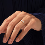 18k Gold Natural Diamond Open Wedding Band, Elegant Baguette Cuff Ring for Women