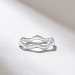 Pave Natural Diamond Wave Ring | Solid Gold Wedding Band | Minimalist Zigzag Band - Image 6