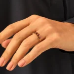 14K 純金 5 石橢圓形石榴石戒指