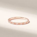 14k Gold Natural Diamond Arrow Wedding Ring Slim Band, Minimalist Stackable Design - Image 4