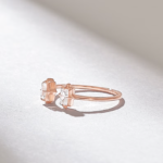 Natural Diamond Open Cuff Adjustable Ring | Tiny Baguette Front Gap Wedding Ring Women - Image 6