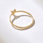 Tiny National Diamond Trefoil Promise Ring, Solid Gold Stacking Band for Women - Image 6