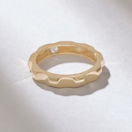 Unique Gear Shaped Moissanite Diamond Wedding Band in Solid Gold | 3.50MM Unisex Band - Image 7