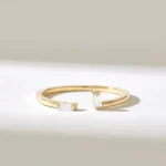 Baguette Natural Diamond Open Wedding Band | 18K Solid Gold Gap Stacking Ring For Women - Image 2