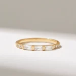 Natural Diamond Trio Baguette Band | 18K Solid Gold Three Stone Marriage Ring - Image 2