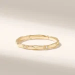 14k Solid Gold Slim Wedding Ring: Real Natural Diamond Delicate Stacking Band - Image 7