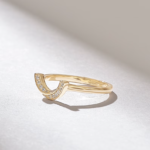 Arched Nesting Ring | Pave Natural Diamond Curve Ring 14k Solid Gold | Minimalist Ring - Image 4