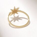 Natural Diamond Star Ring: 18K Solid Gold Celestial Statement Jewelry for Women - Image 7