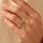 14k Gold Natural Diamond Stacking Ring: Minimalist Dot Eternity Band with Thin Design - Image 3