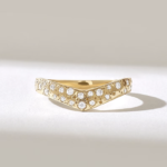 Natural Diamond Wishbone Ring | 18k Gold Curved Wedding Band | Solid V-Shaped Band - Image 2