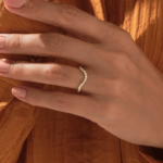 Pave Diamond Curved Wedding Band | 18K Solid Gold Contour Ring for Women - Image 3