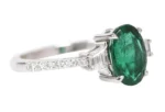 14K Solid Gold 2.20 Carat Natural Emerald and Diamond Ring - Image 2