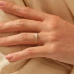 Bezel Natural Diamond Pinky Ring | 18K Solid Gold Minimalist Signet Ring Women - Image 3