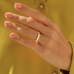 Unique Gear Shaped Moissanite Diamond Wedding Band in Solid Gold | 3.50MM Unisex Band - Image 3