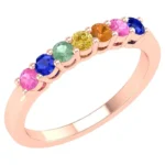 18K Solid Gold Rainbow Sapphire Band - Image 3