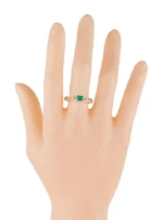 18K Solid Gold Diamond and Emerald Cocktail Ring - Image 4