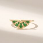14K Solid Gold Pave Emerald Boho Ring - Image 2