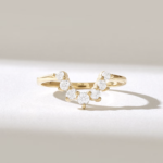 Pave Natural Diamond Nesting Ring, Curved 14k Solid Gold Wedding Band with VS-SI Natural Diamonds - Image 2