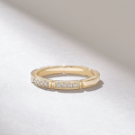 Half Eternity Unique Ring | 0.15CT Thin Ring 18K Solid Gold | Slim Band Ring - Image 4