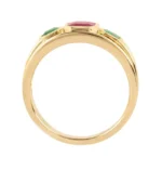 18K Solid Gold Emerald and Ruby Ring - Image 3