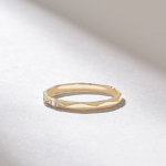 Pave Faceted Band Ring | Ultra Thin Wedding Band 18K Solid Gold | Tiny Natural Diamond - Image 4