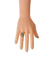 18K Solid Gold Nine Precious Gems "Nav ratan" Statement Ring For Women - Image 5