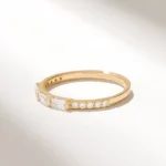 Natural Diamond Trio Baguette Band | 18K Solid Gold Three Stone Marriage Ring - Image 4