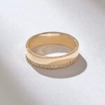 One Side Pave Wedding Band, 18k Gold Minimalist Natural Diamond Eternity Flat Band - Image 6