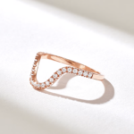 Natural Diamond Curved Band | 14k Contour Ring Enhancer | Solid Gold Pave Arch Ring - Image 5