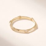 18k Gold Rhombus Wedding Band: Slim Natural Diamond Stacking Ring, Dainty Alliance Ring - Image 2