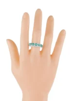 14K Solid Gold Lab Grown Emerald & Diamond Ring - Image 5