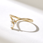 Natural Diamond Tiara Chevron Ring |14k Solid Gold Stackable Wedding Ring |V Shaped Ring - Image 4