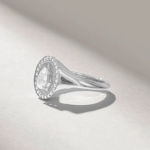 Pear Natural Diamond Oval Signet Rings in Solid Gold, Teardrop Shaped Natural Diamond Ring - Image 6