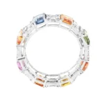 18K Solid Gold Diamond and Multi-Sapphire Eternity Cocktail Ring - Image 2