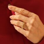 密鑲莫桑石鑽石三環戒指，18k金交叉個性戒指