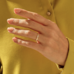 Pave Faceted Band Ring | Ultra Thin Wedding Band 18K Solid Gold | Tiny Natural Diamond - Image 3