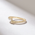 Pave Bypass Wedding Ring, 14k Solid Gold Stacking Wrap Ring for Women - Image 6