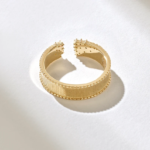 Natural Diamond Open Wedding Band,18k Cuff Rings for Women, Wrap Around Gap Ring - Image 7