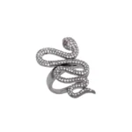 Natural Diamond Silver Snake Ring | Tiny Snake Ring | Serpent Ring - Image 3