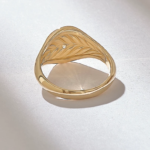 Pear Natural Diamond Oval Signet Rings in Solid Gold, Teardrop Shaped Natural Diamond Ring - Image 4