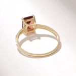 14K Solid Gold Baguette Garnet Diamond Solitaire Ring - Image 7